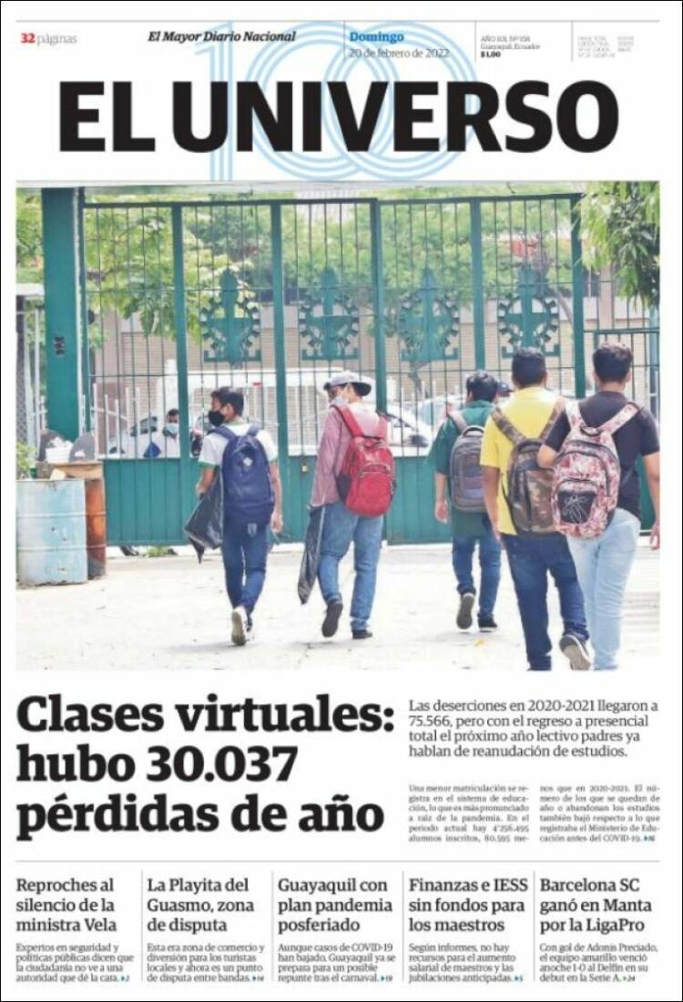 Portada de El Universo - Ecuador (Ecuador)