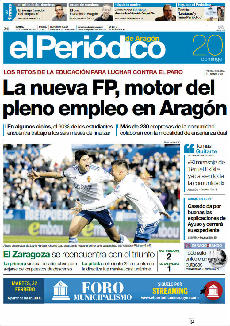 Portada de El Periódico de Aragón (Espa&ntilde;a)