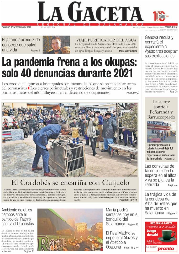 Portada de La Gaceta de Salamanca (Espa&ntilde;a)