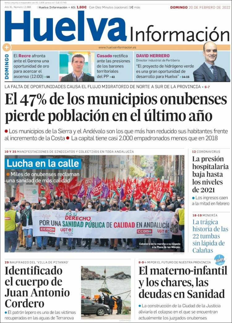 Portada de Huelva Información (Espa&ntilde;a)