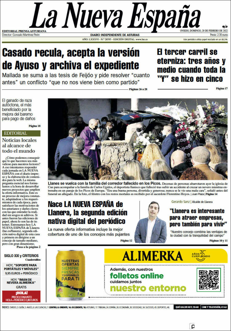 Portada de La Nueva España (Espa&ntilde;a)