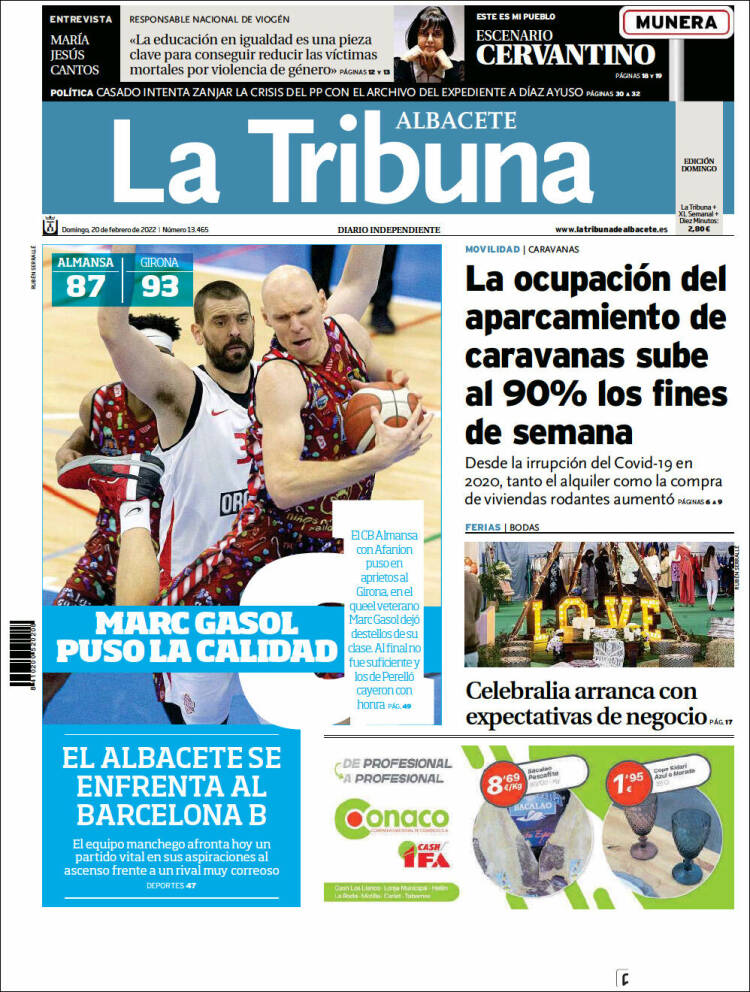 Portada de La Tribuna de Albacete (Espa&ntilde;a)