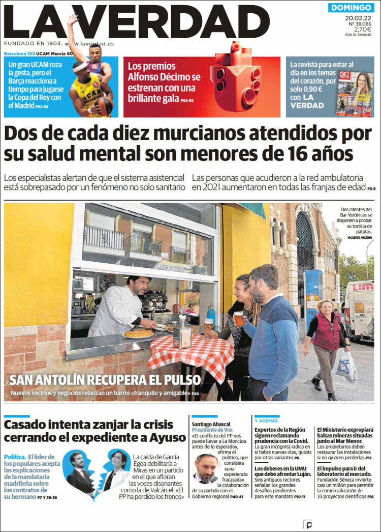 Portada de La Verdad de Murcia (Espa&ntilde;a)