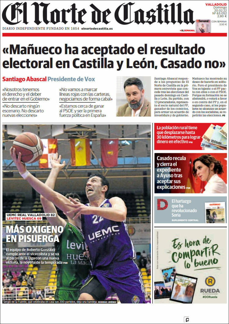 Portada de Norte de Castilla - Valladolid (Espa&ntilde;a)