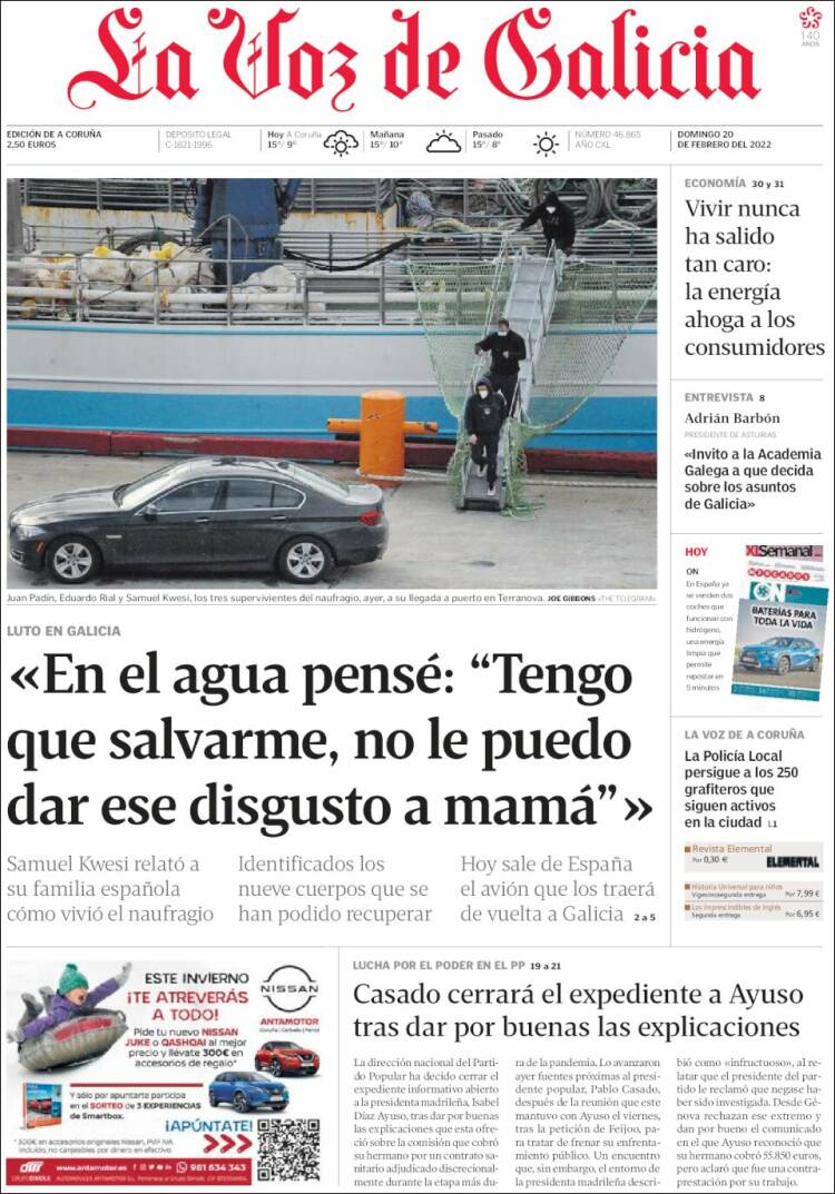 Portada de La Voz de Galicia (Espa&ntilde;a)