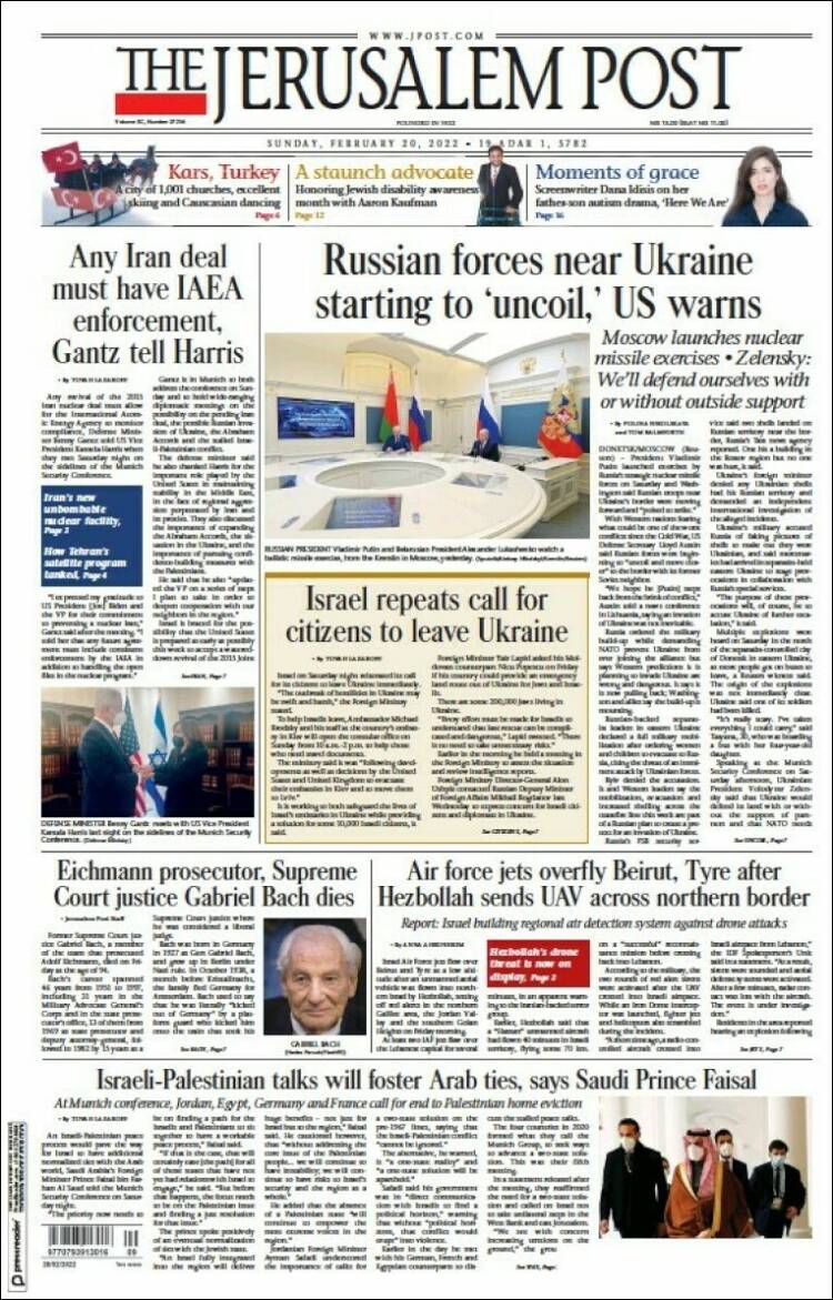 Portada de The Jerusalem Post (Israel)