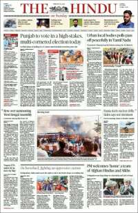 Portada de The Hindu (India)