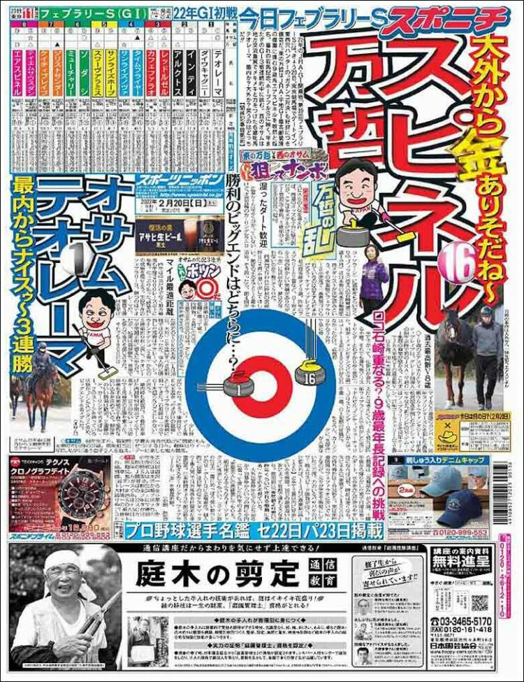 Portada de Sports Nippon - スポーツニッポン, (Jap&oacute;n)