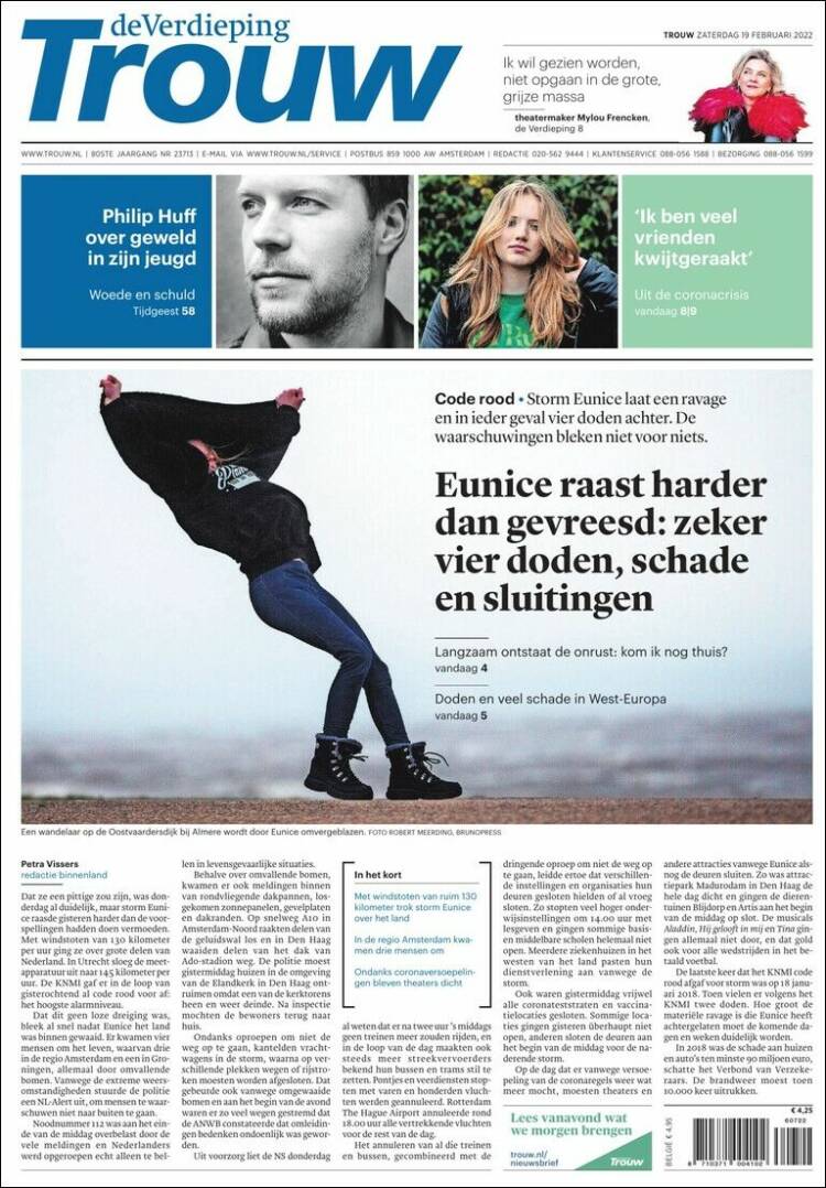 Portada de Trouw (Pa&iacute;ses Bajos)