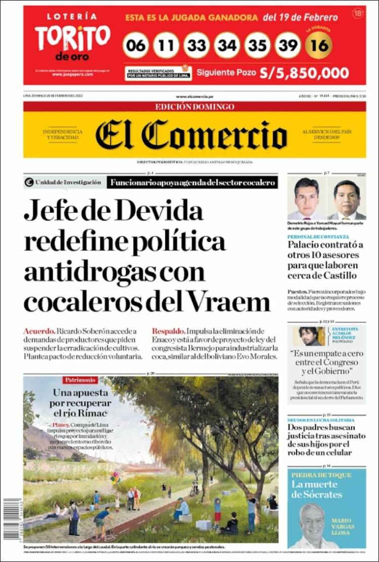 Portada de El Comercio (Peru)