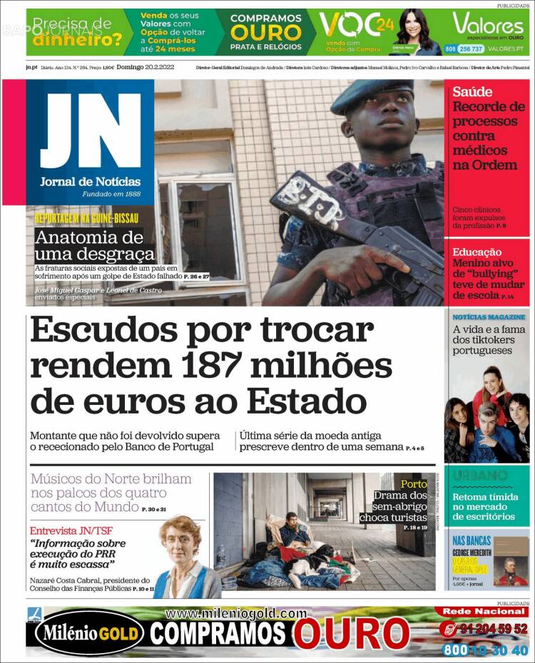Portada de Jornal de Notícias (Portugal)