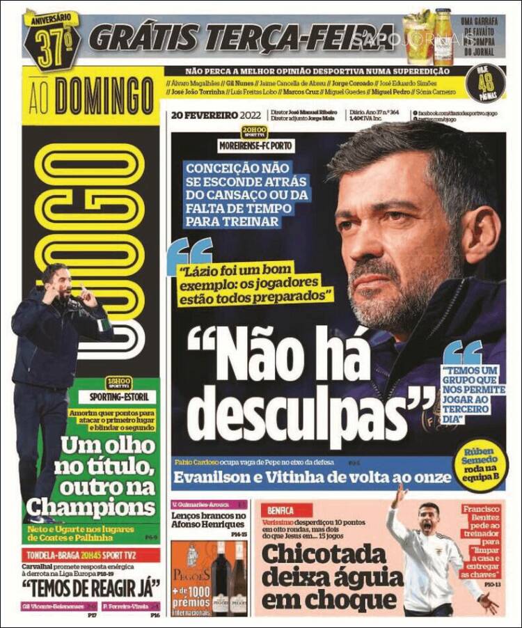 Portada de O Jogo (Portugal)
