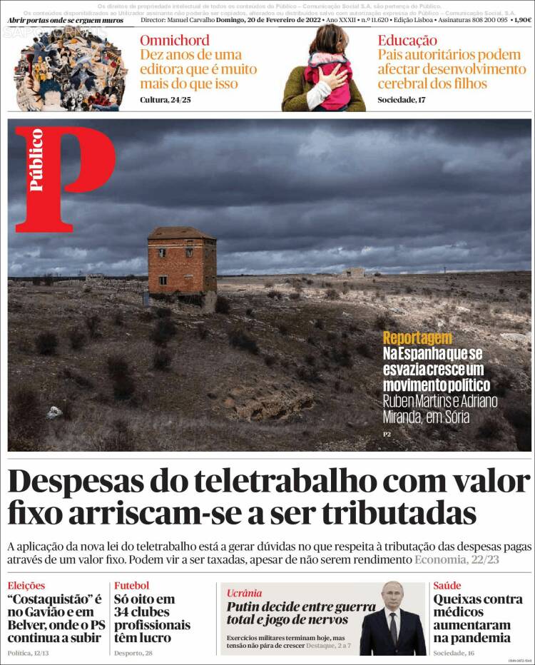 Portada de Público (Portugal)