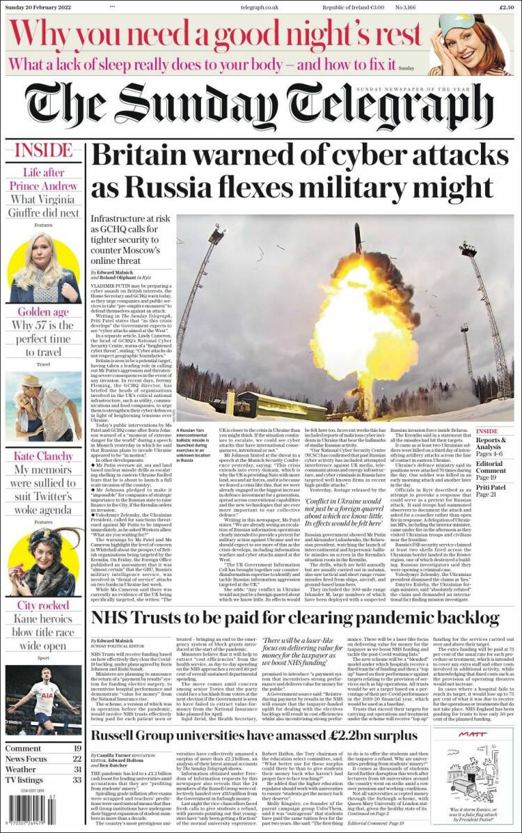Portada de Daily Telegraph (Reino Unido)