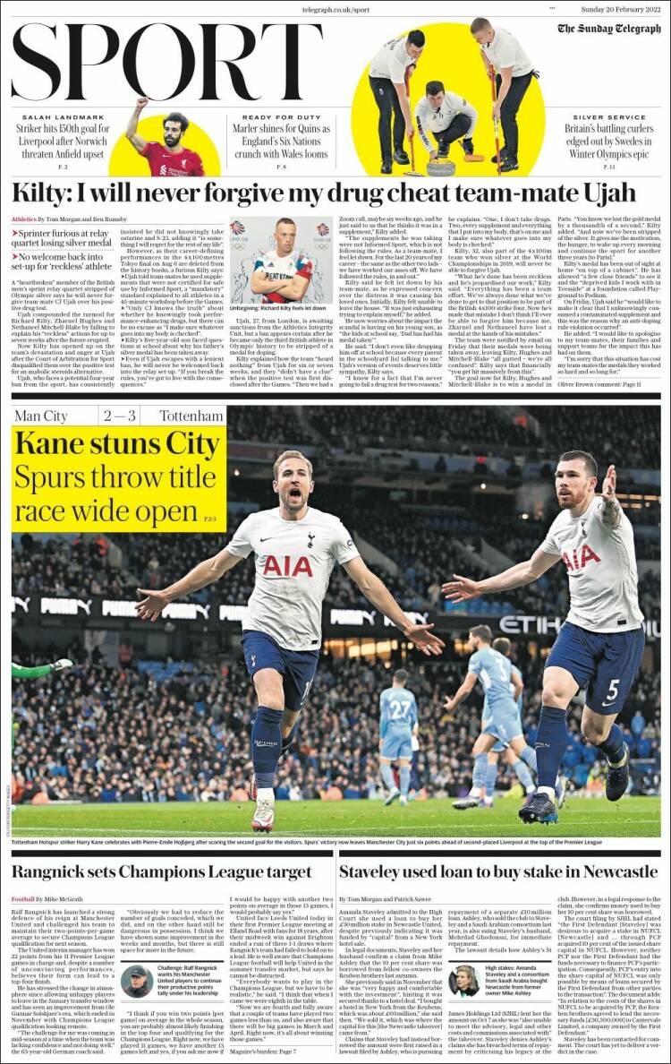 Portada de Telegraph Sport (Reino Unido)