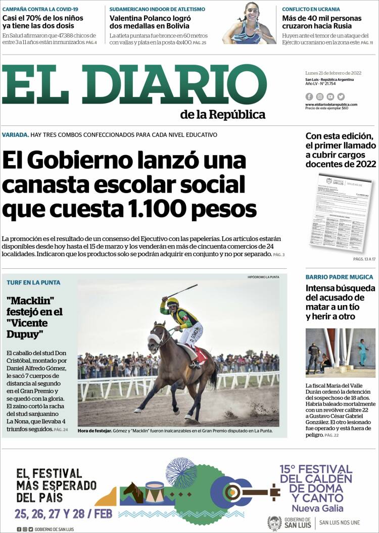 Portada de Diario de la República (Argentina)