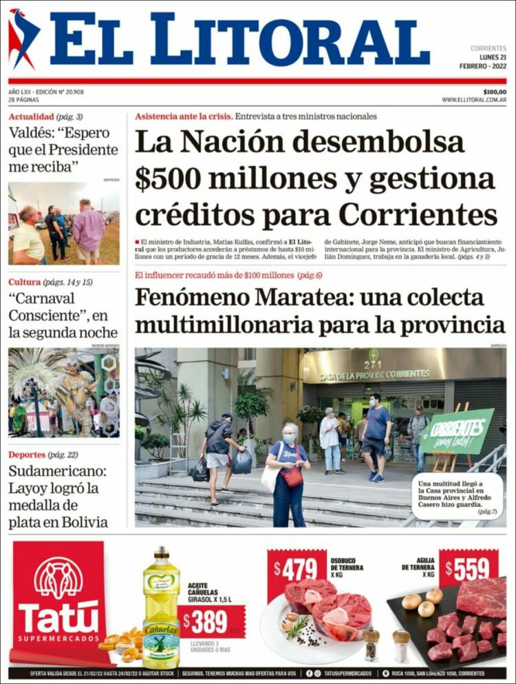 Portada de El Litoral Corrientes (Argentina)