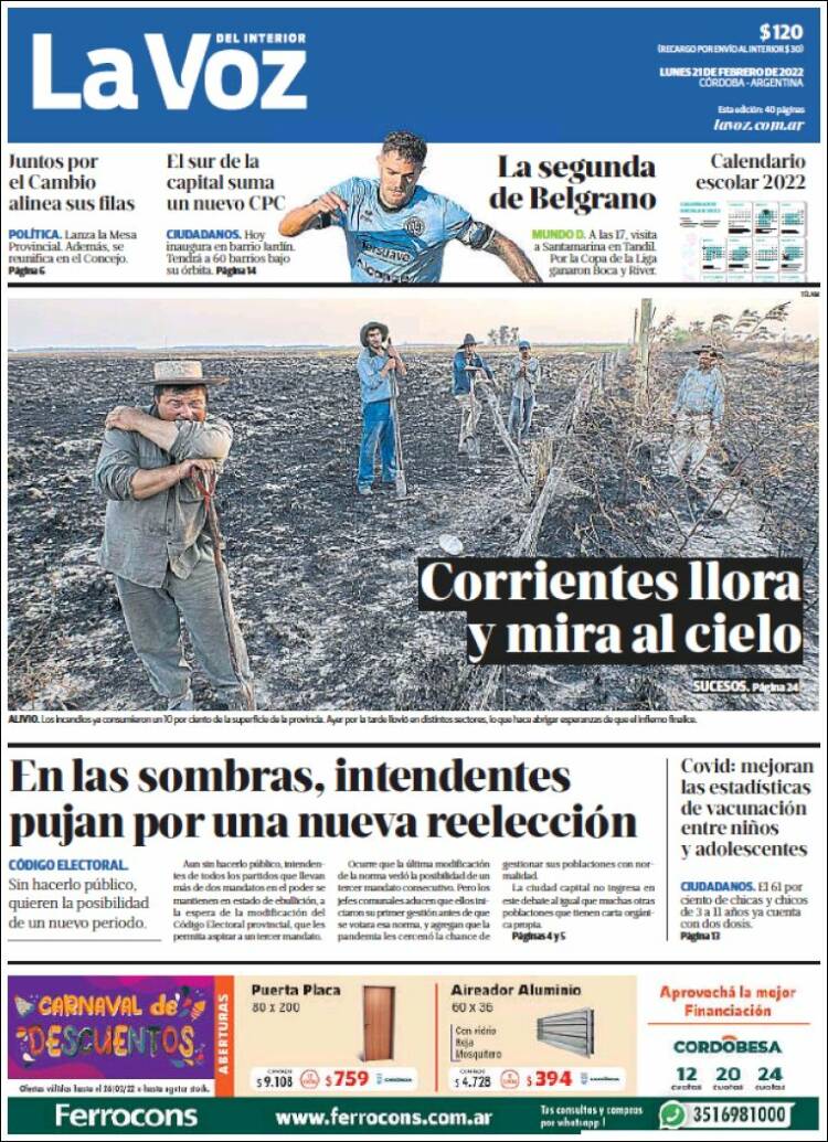 Portada de La Voz del Interior (Argentina)