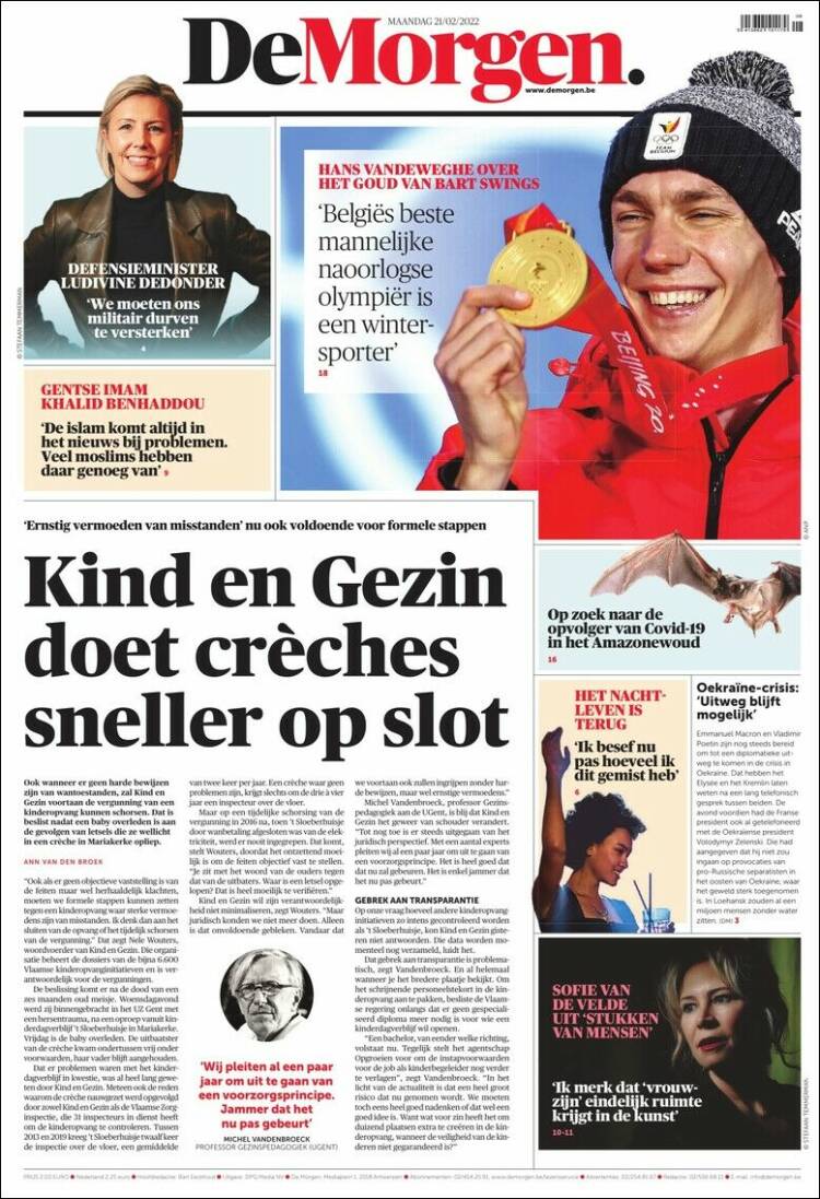 Portada de De Morgen (B&eacute;lgica)