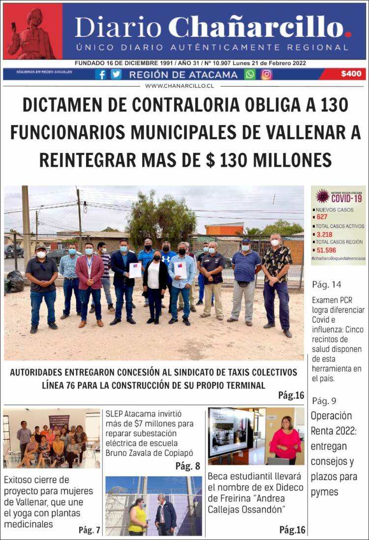 Portada de Diario Chañarcillo (Chile)