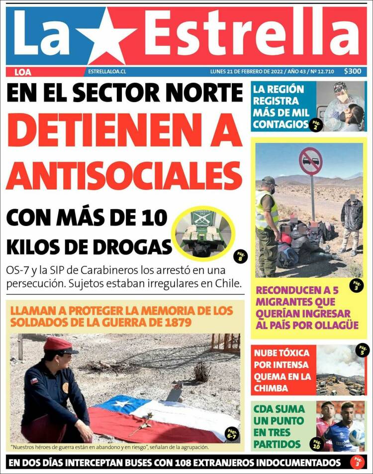 Portada de La Estrella de Loa (Chile)