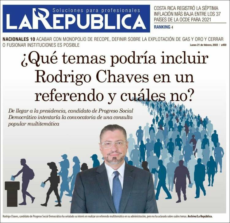 Portada de La República (Costa Rica)