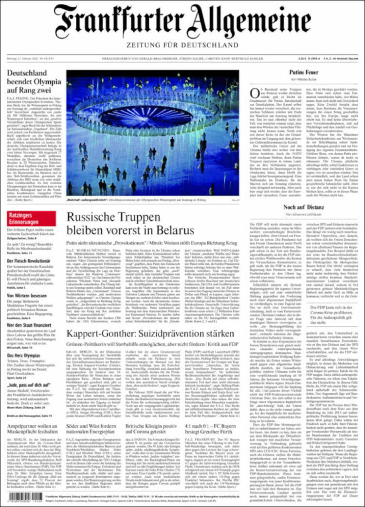 Portada de Frankfurter Allgemeine (Alemania)
