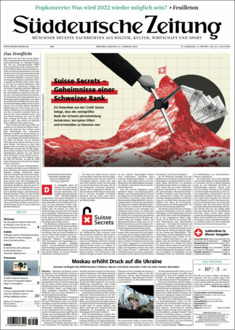 Portada de Sueddeutsche (Alemania)