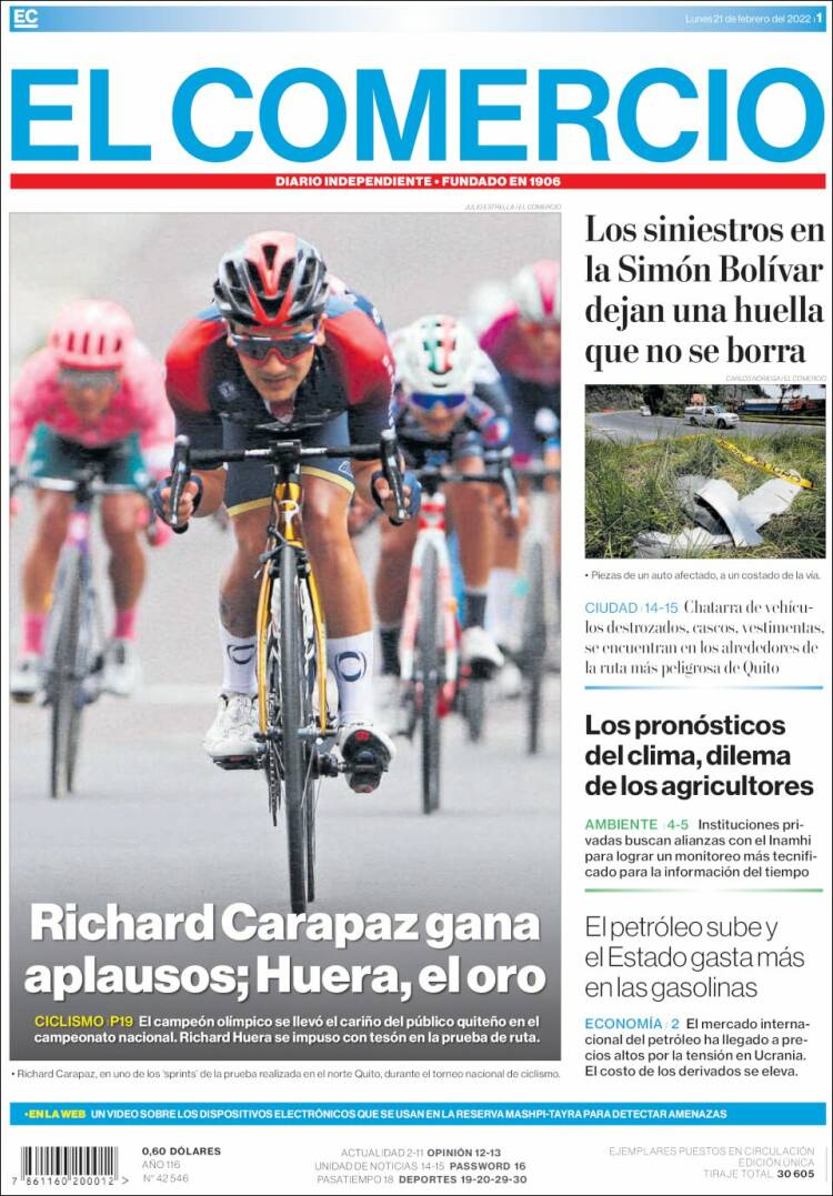 Portada de El Comercio (Ecuador)