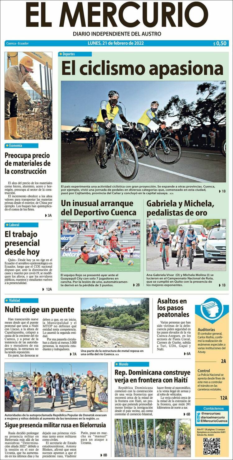 Portada de Diario El Mercurio (Ecuador)