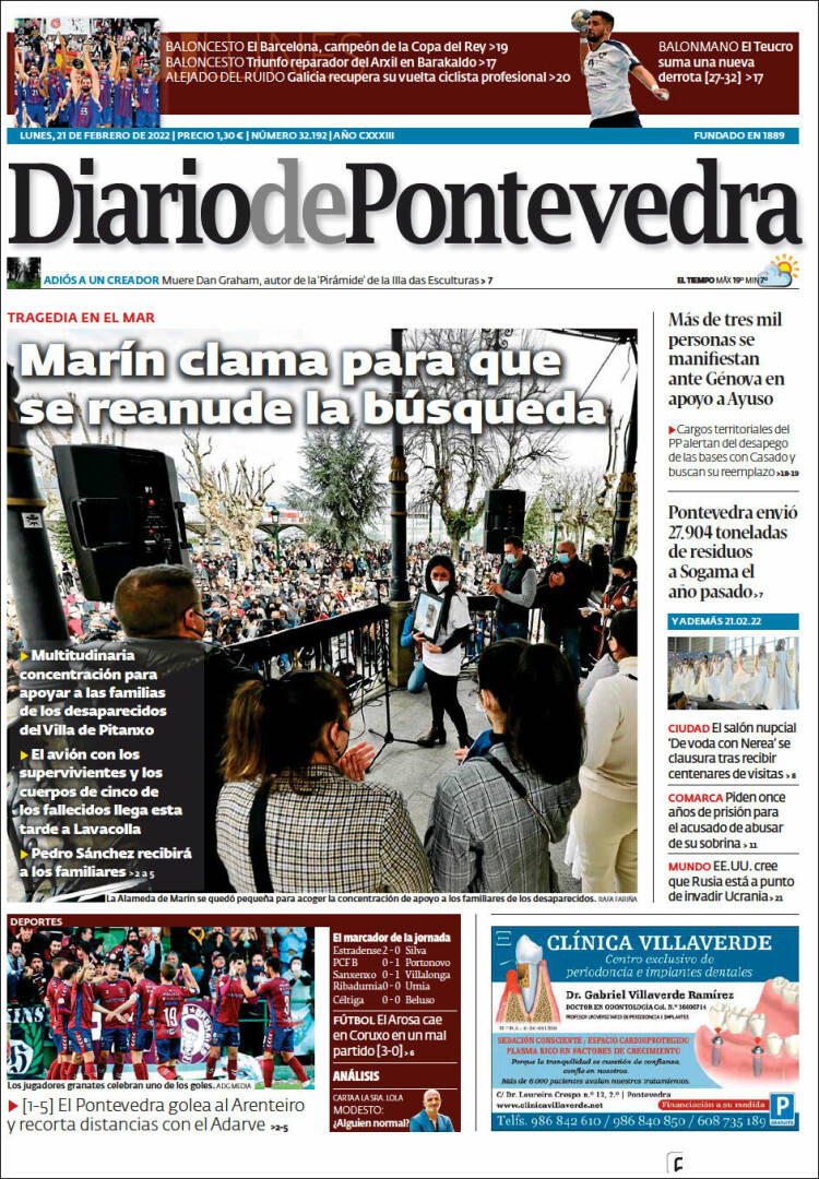 Portada de Diario de Pontevedra (España)