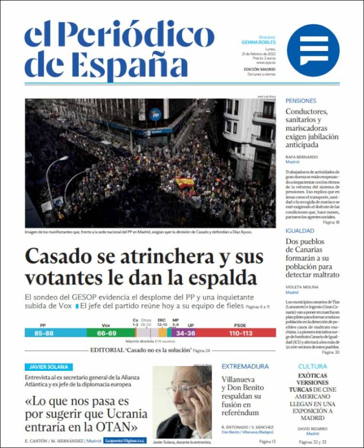 Portada de El Periódico de España (España)