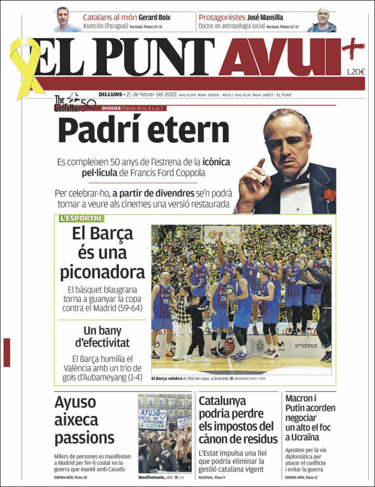 Portada de El Punt Avui (Espa&ntilde;a)