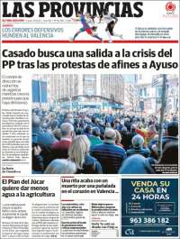 Portada de Las Provincias (Espa&ntilde;a)