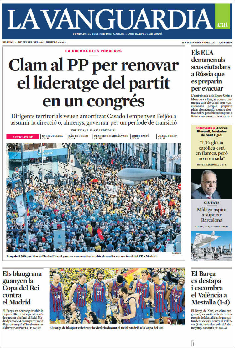Portada de La Vanguardia (Espa&ntilde;a)