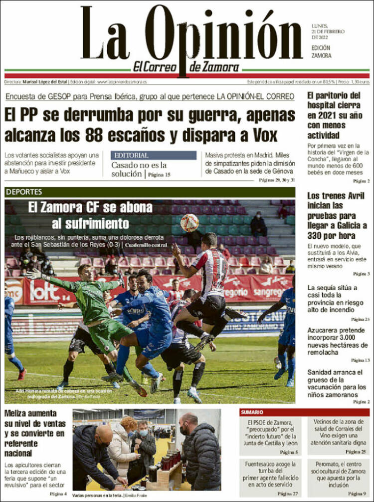 Portada de La Opinión - El Correo de Zamora (Espa&ntilde;a)