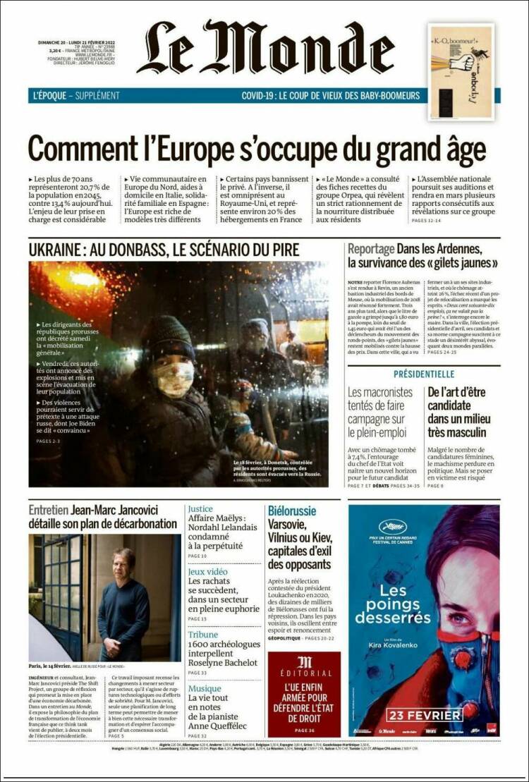 Portada de Le Monde (Francia)