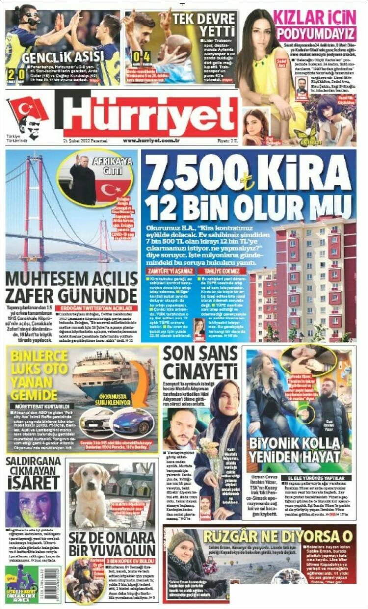 Portada de Hürriyet (Turqu&iacute;a)