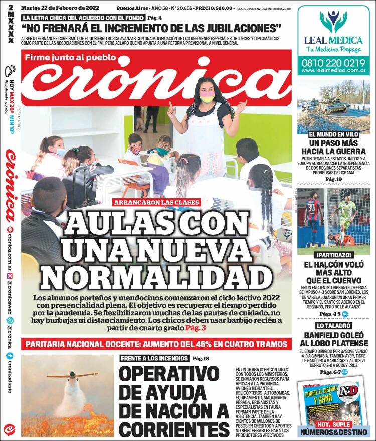 Portada de Crónica (Argentina)
