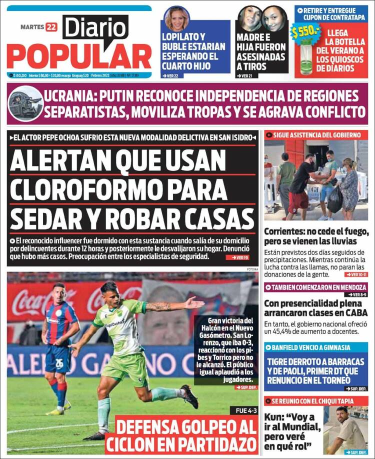 Portada de Diario Popular (Argentina)