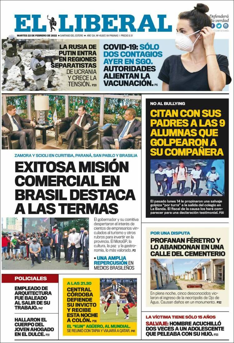 Portada de Diario El Liberal (Argentina)
