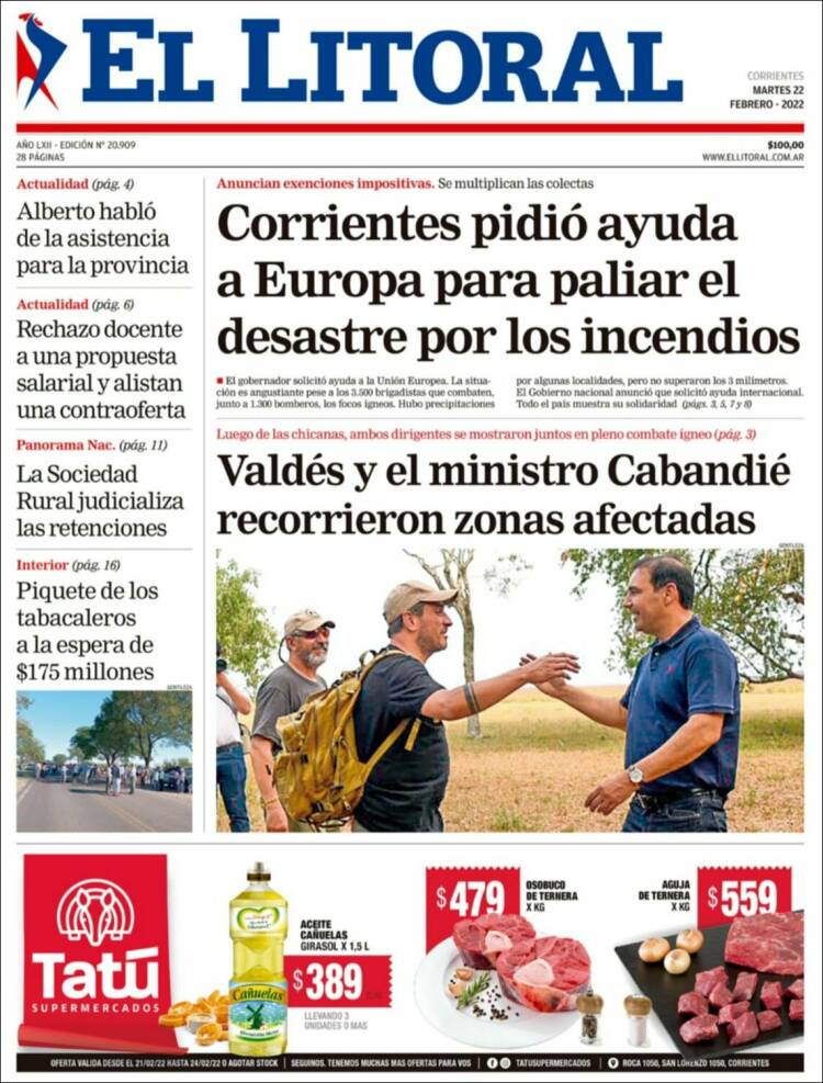 Portada de El Litoral Corrientes (Argentina)
