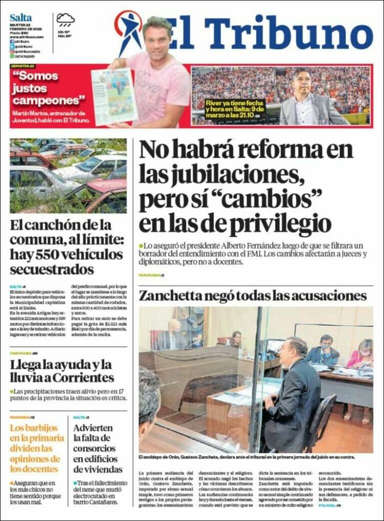 Portada de El Tribuno - Salta (Argentina)