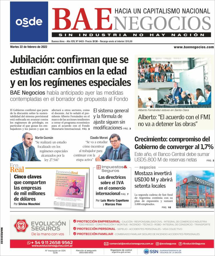 Portada de Buenos Aires Económico (Argentina)
