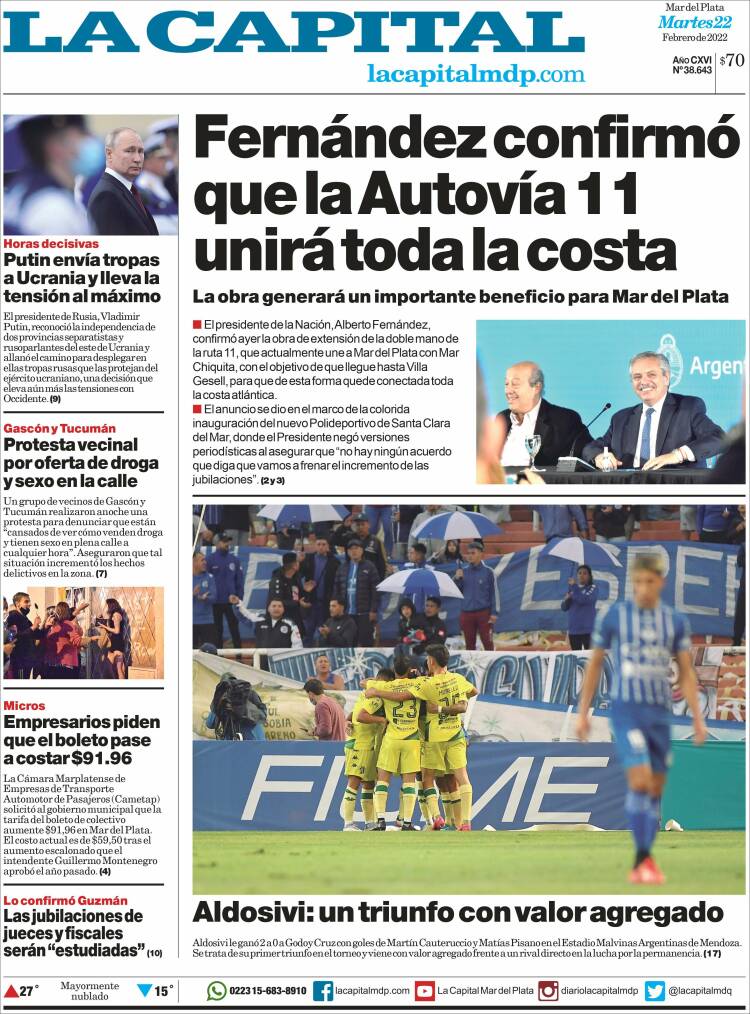 Portada de Diario La Capital - Mar del Plata (Argentina)