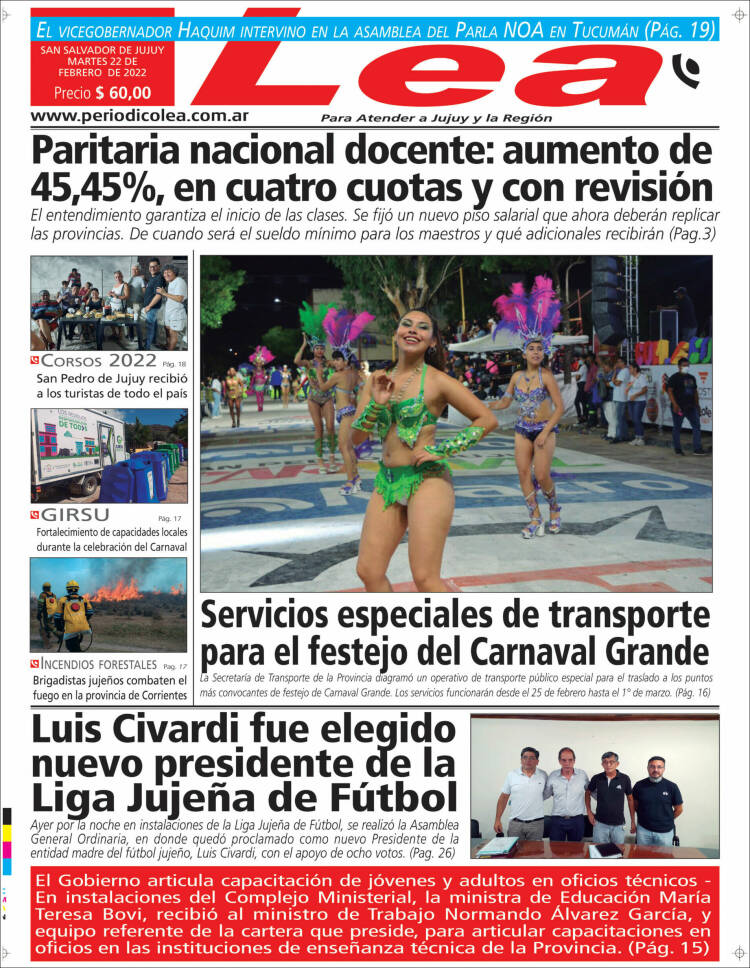 Portada de Periódico Lea (Argentina)