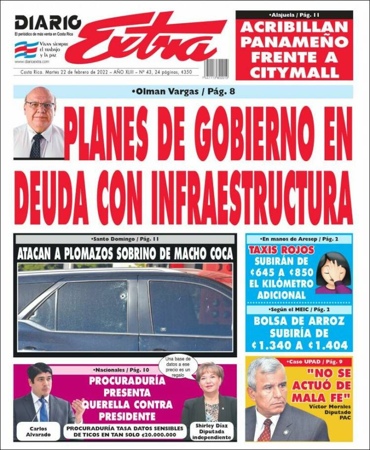 Portada de Diario Extra (Costa Rica)