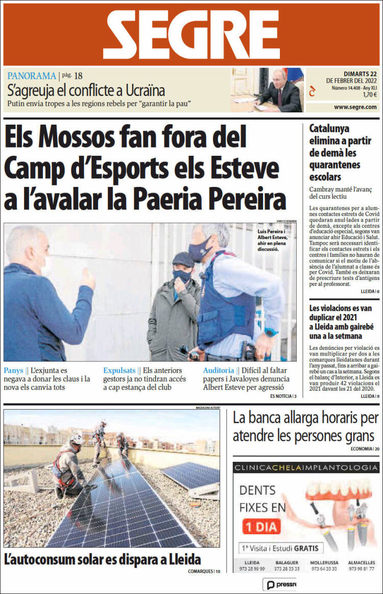 Portada de Segre (España)