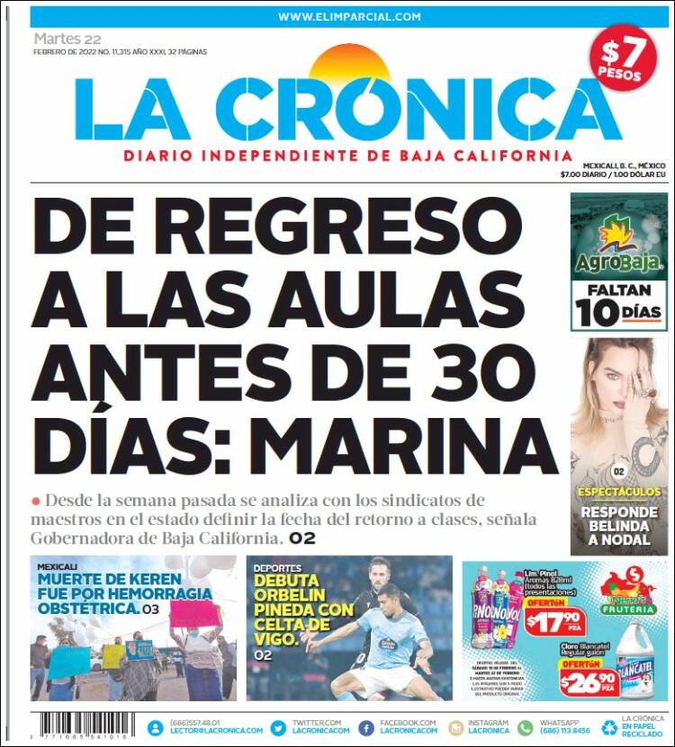 Portada de La Crónica de Baja California (Mexico)