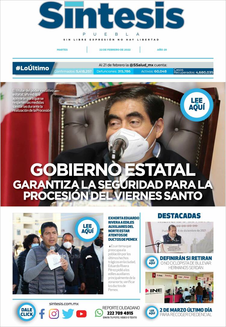 Portada de Síntesis - Puebla (Mexico)